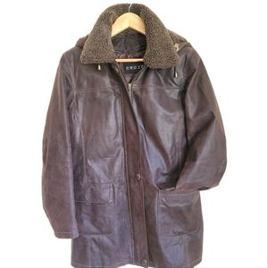 🌟  CRUZE - Womens Genuine Leather Jacket/ Faux Sherling/ Brown, Medium